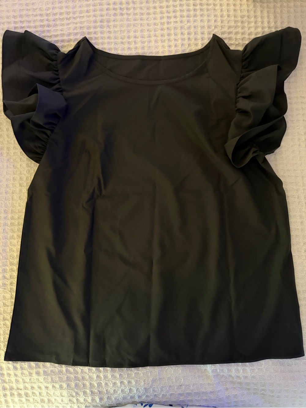 Black Ruffle Sleeve Women's Top